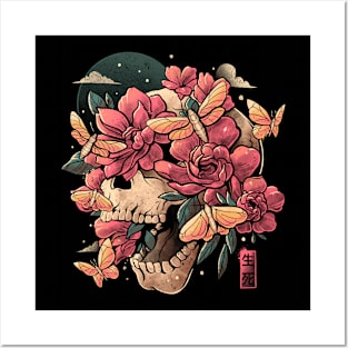 Blossom in Grave - Skull Flowers Death Gift Posters and Art